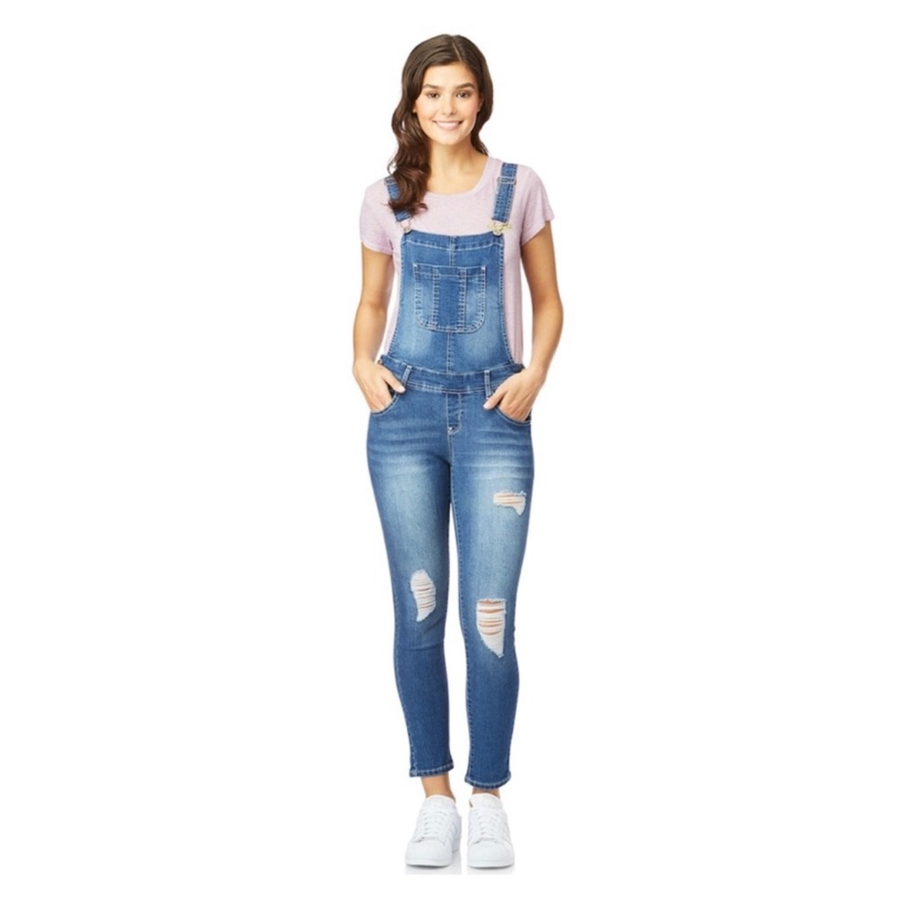 Wallflower Distressed Denim Overalls Adjustable Straps Womens Size XL